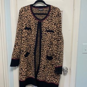 Long cheetah print cardigan